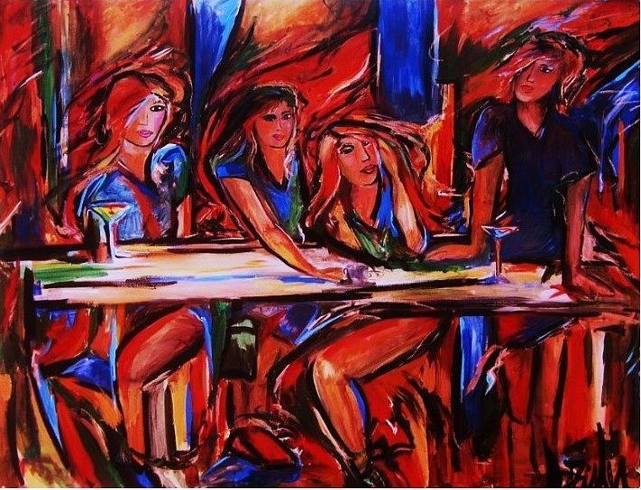 Night Out Painting by Dawn Caravetta Fisher