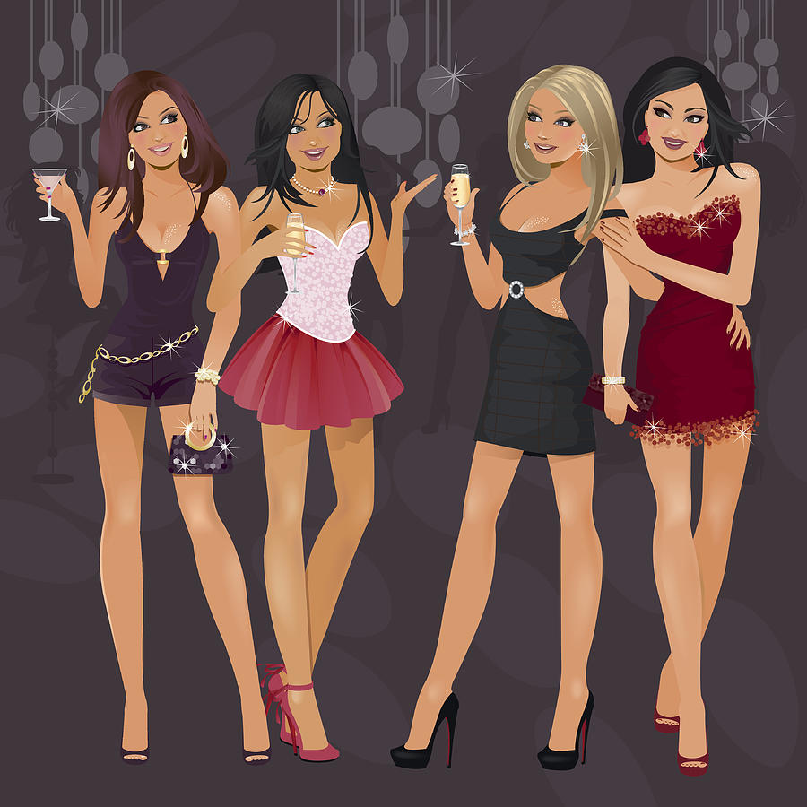 Night Out with the girls Drawing by Smt3