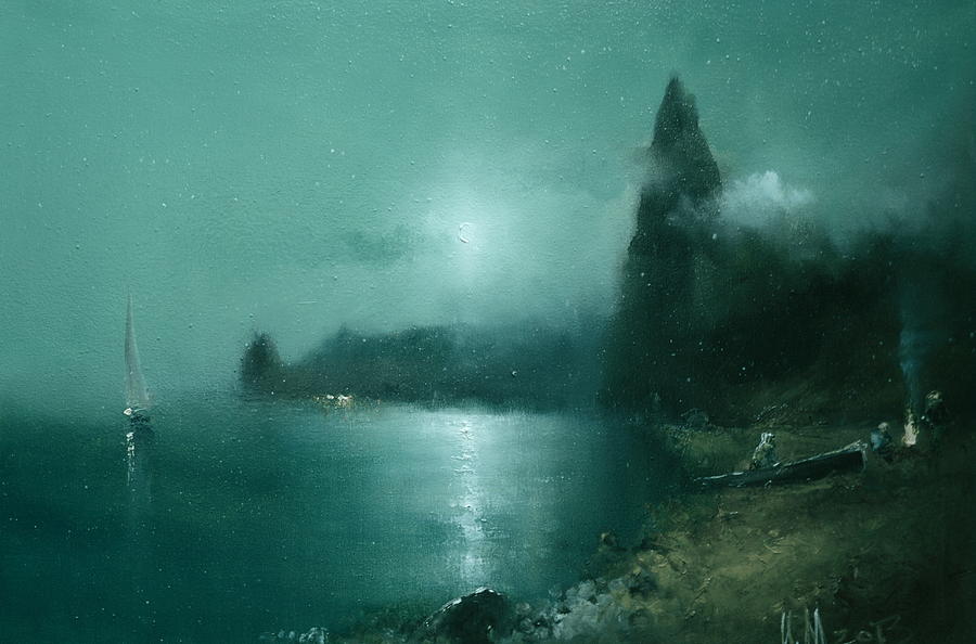 Night over Seashore Painting by Igor Medvedev