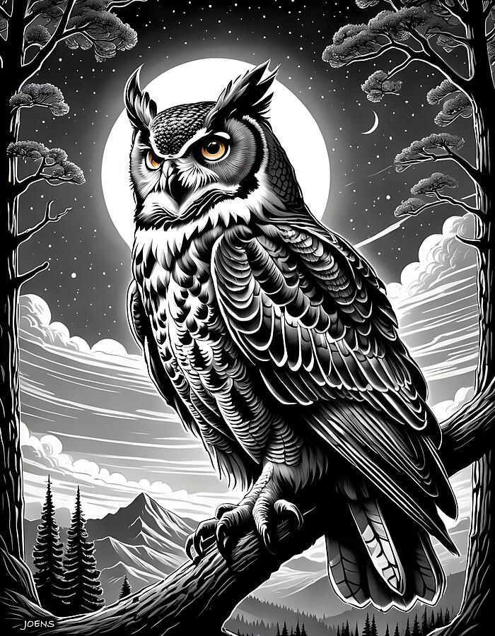 Night Owl Digital Art by Greg Joens - Pixels