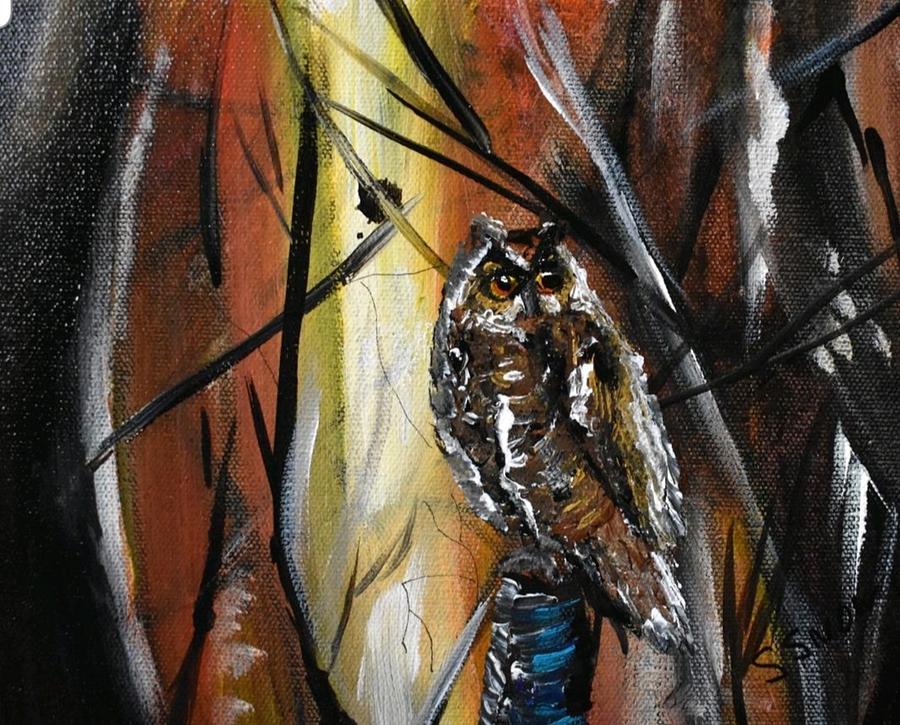 Night Owl Painting by Susan Voidets