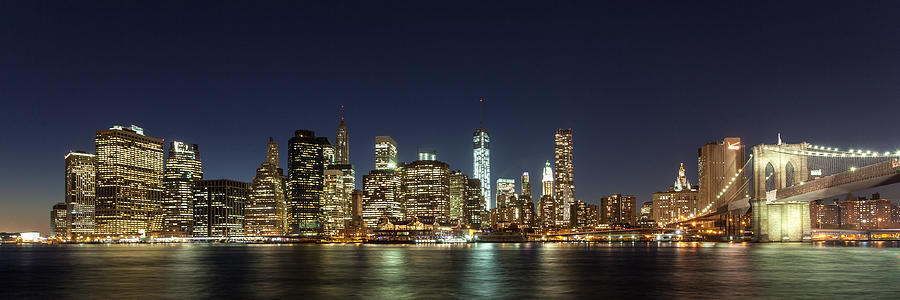 Night panorama of Lower Manhattan, New York City, New York State, USA Photograph by Wolfgang Wörndl