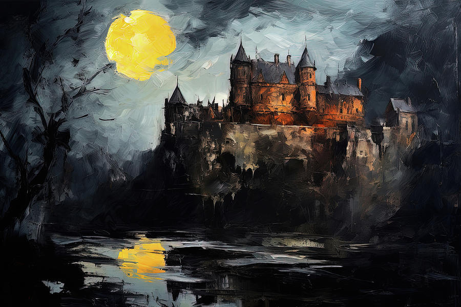 Night panoramas, Gothic castles, 03 Painting by AM FineArtPrints - Fine ...