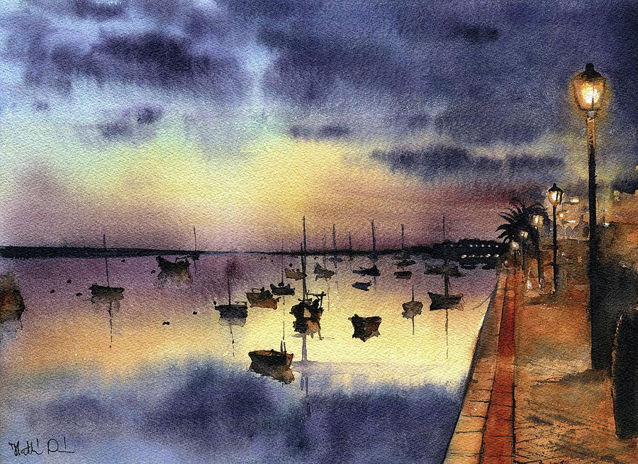 Sunset Painting - Night Reflections  by Dora Hathazi Mendes