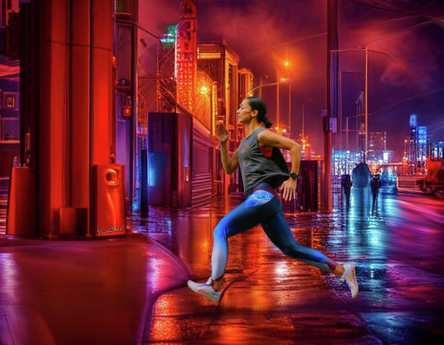 Night Runner in the City Digital Art by Chas Sinklier