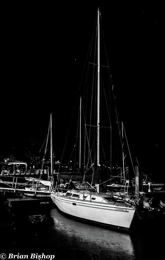 Night Sailboat Photograph by Brian Bishop