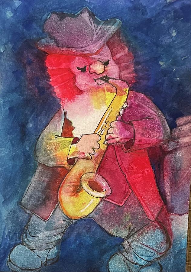 Night Sax Painting by Marilyn Jacobson