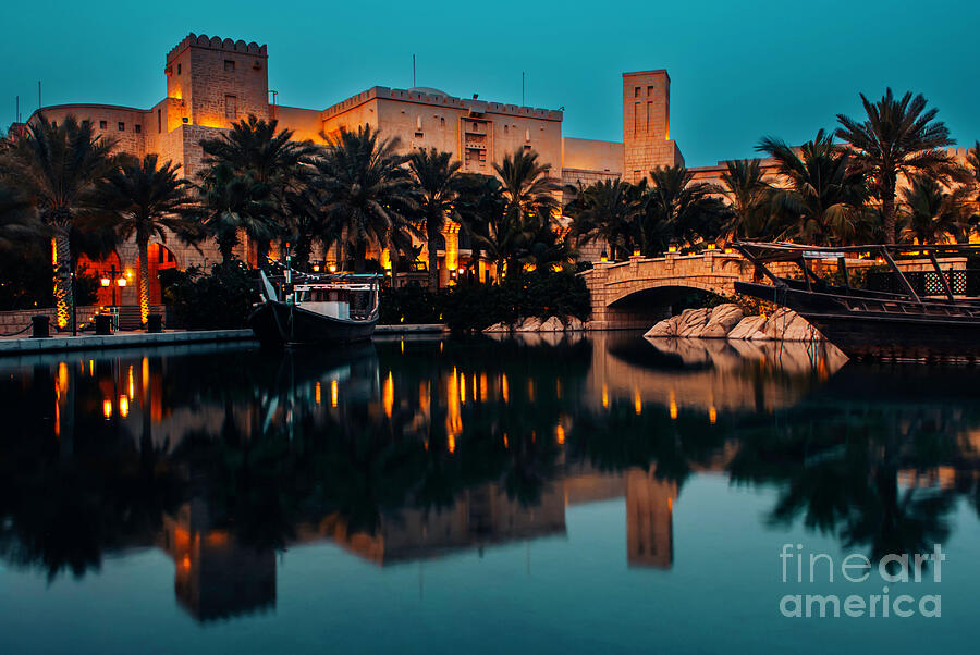 Night scene of Madinat Jumeirah in Dubai. Photograph by Jelena Jovanovic Night scene of Madinat Jumeirah in Dubai. Photograph by Jelena Jovanovic