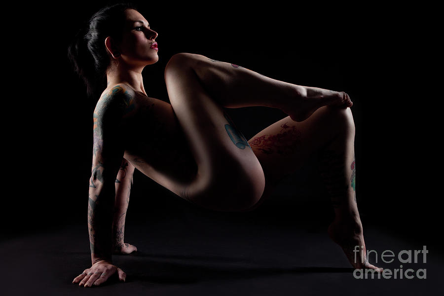 Night shooting with tattooed woman - nude in color Photograph by Performance Image Europe