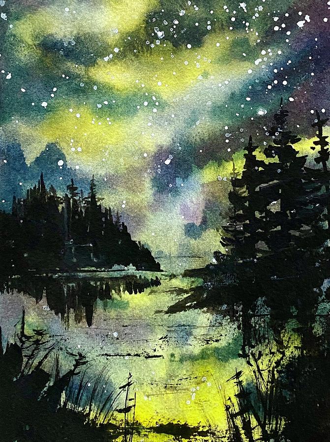 Night Skies over Acadia Painting by Kellie Chasse