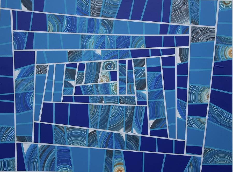 Monochromatic Mosaic in Blue Mixed Media by Christi Ziebarth | Fine Art ...