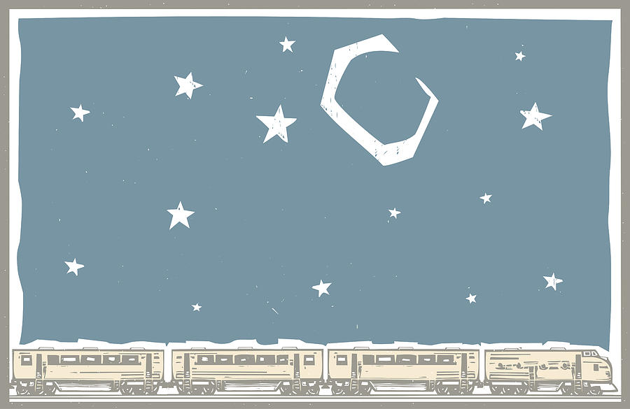 Transportation Drawing - Night Sky Train by Jeffrey Thompson