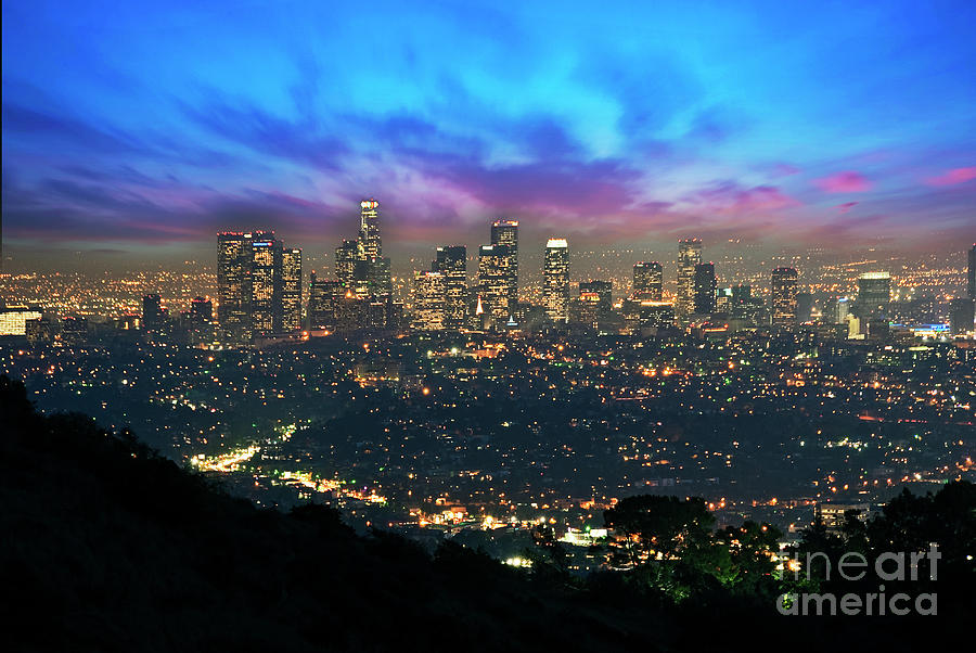 Night Skyline Los Angeles Photograph by David Zanzinger