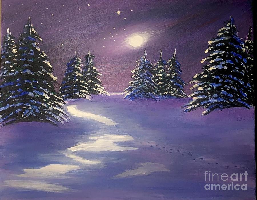 Night Snow Painting by Scottye Zember - Fine Art America