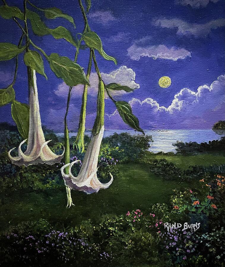 Flower Painting - Twilight Trumpets  #1 by Rand Burns