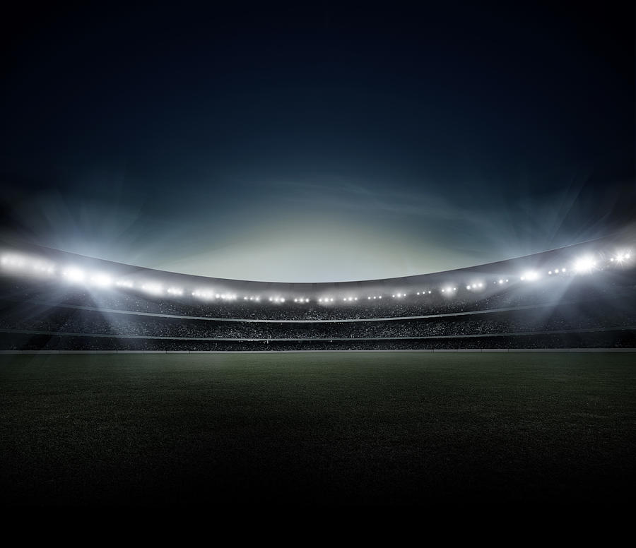 Night Stadium Drawing by Aaron Foster