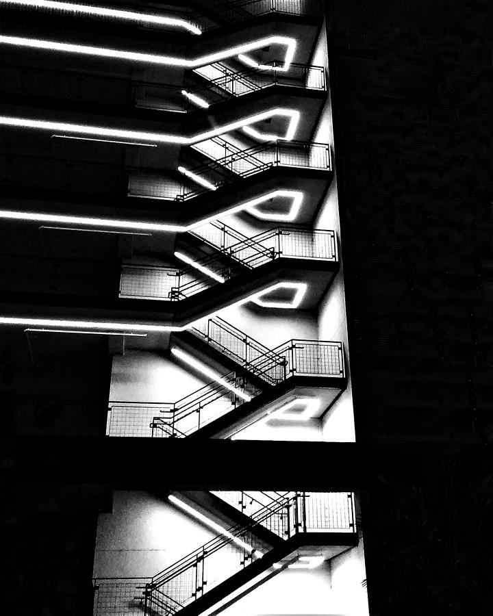 Night Stairwell BW Photograph by Andrew Lawrence