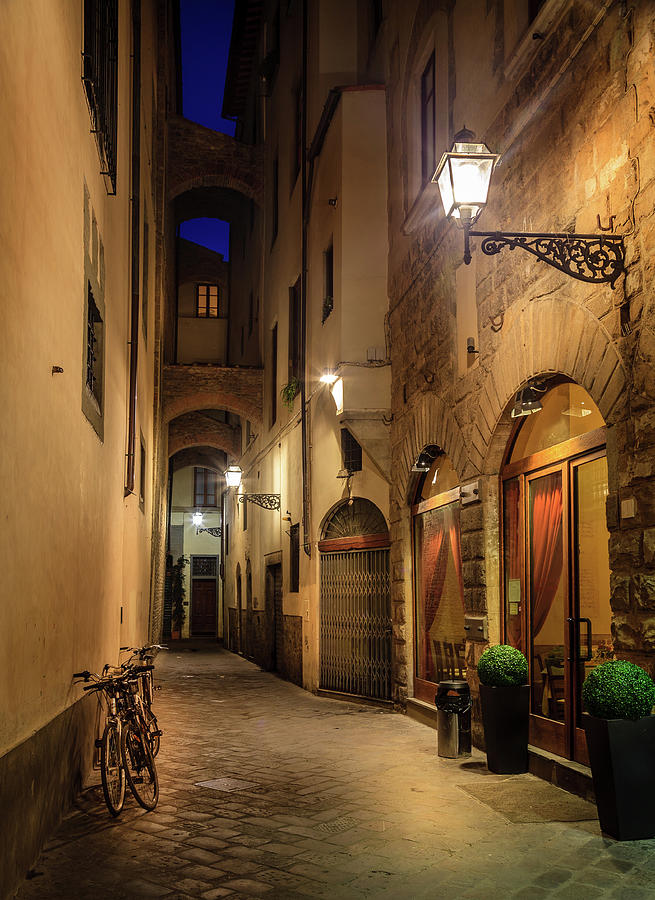 Night street in Florence Photograph by Alexey Stiop