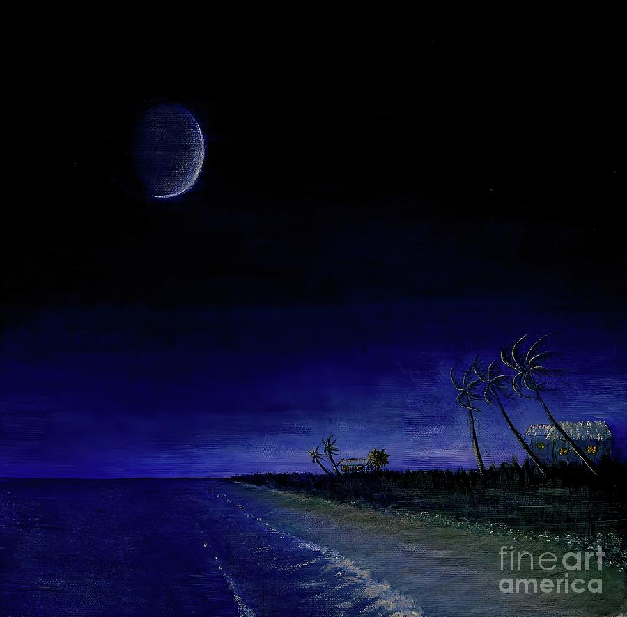 Night Time At the Beach -1 Painting by Mary Deal
