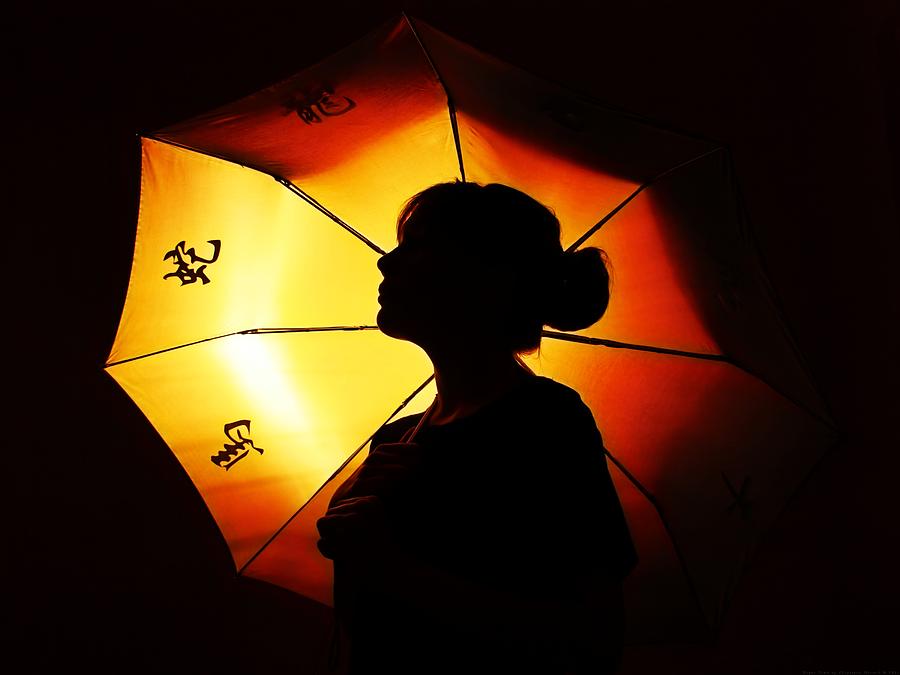 Umbrella Photograph - Night Time by Chrystyne Novack