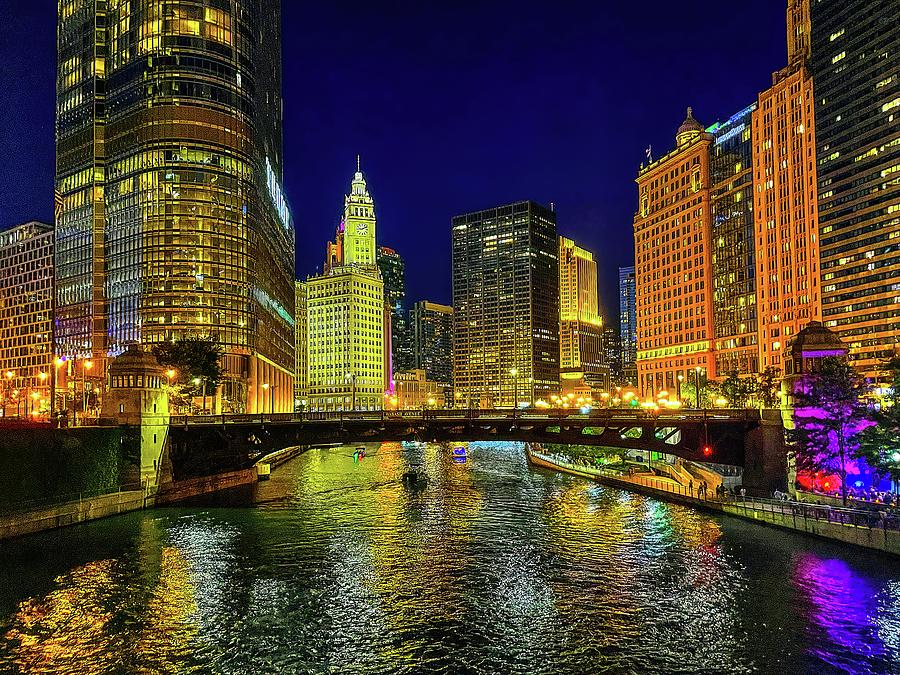 Night Time on the Chicago River IMG_4643 Photograph by Michael Thomas