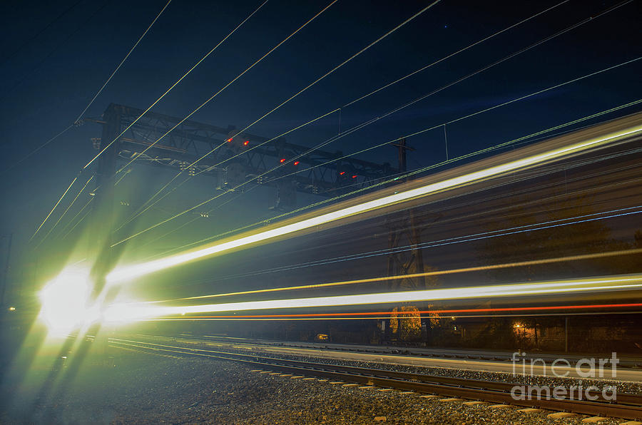 Night Train Abstract Night Photograph Photograph by PIPA Fine Art - Simply Solid