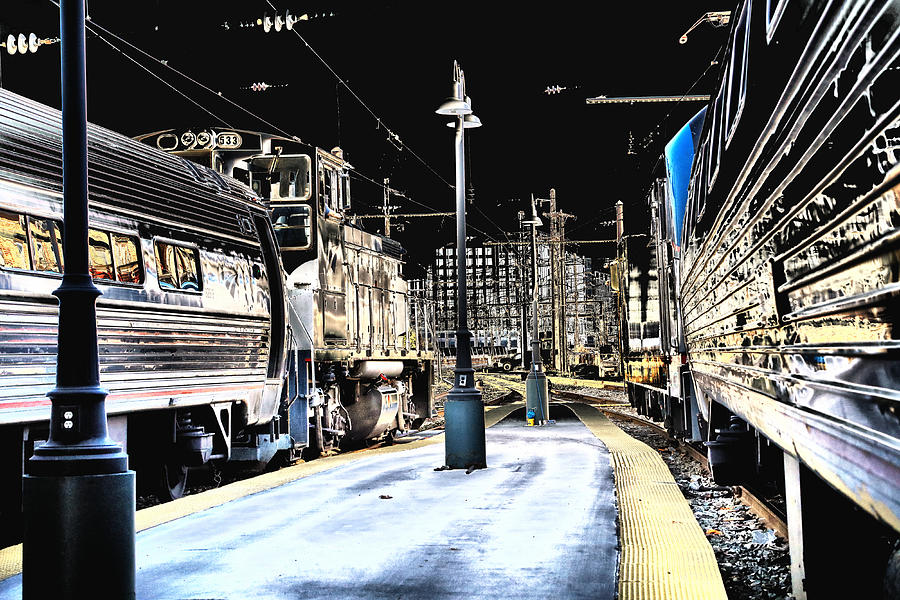 Night Trains - An Amtrak Impression Photograph by Steve Ember