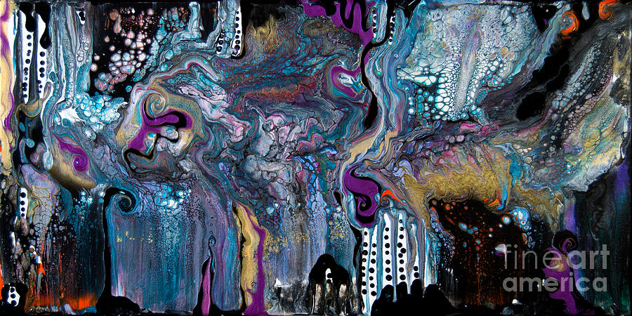 Night View Alien Metropolis 8086 Painting by Priscilla Batzell Expressionist Art Studio Gallery
