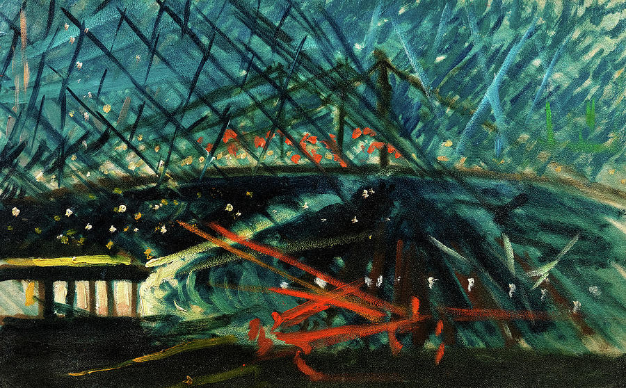 Joseph Stella Painting - Night View of Brooklyn Bridge by Joseph Stella