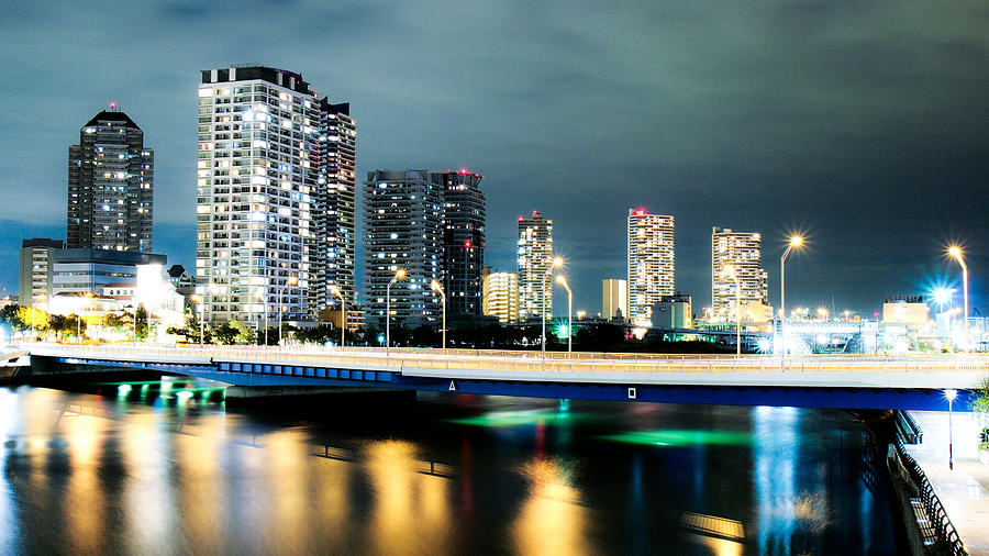 Night view of city in Yokohama, Japan Photograph by Kuroaya