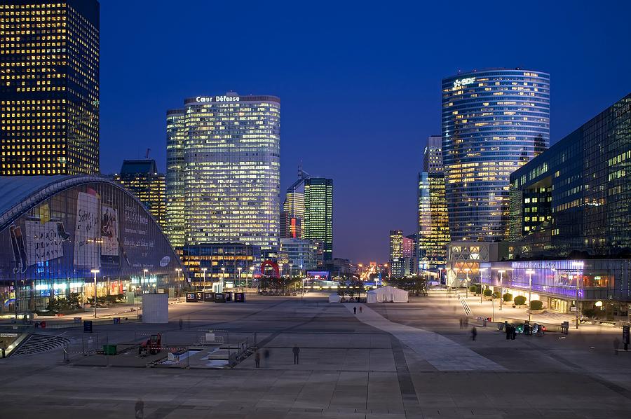 Night view of La Defense Photograph by The world is beautiful