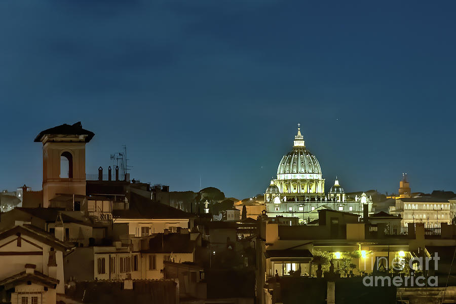 Night View of St Peters Dome Photograph by Tom Watkins PVminer pixs