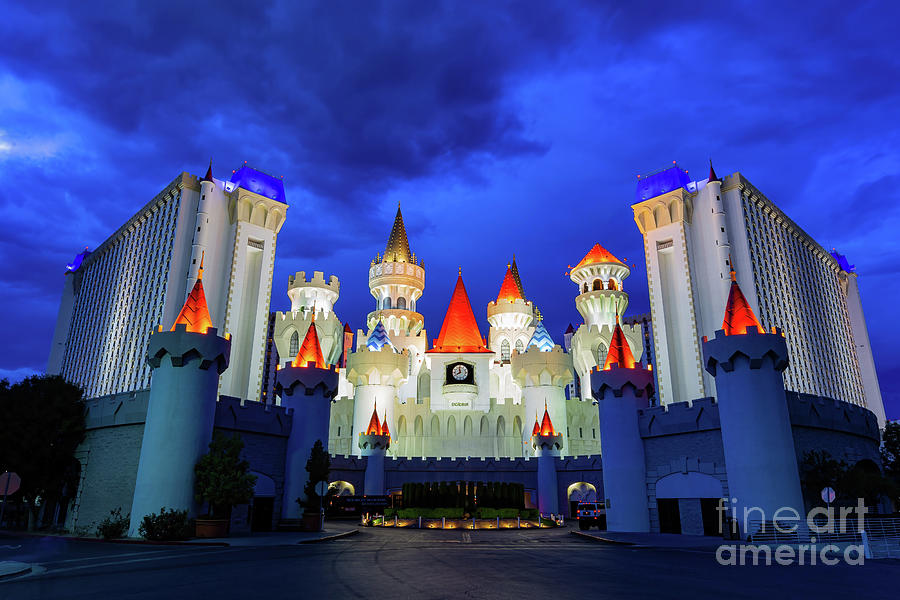 Architecture Photograph - Night view of the Excalibur Hotel and Casino by Chon Kit Leong