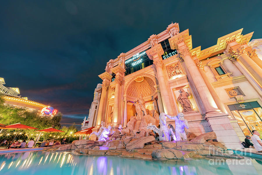 Night View Of The Forum Shops Of Caesars Palace Photograph