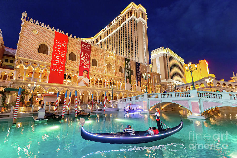 Architecture Photograph - Night view of the Venetian by Chon Kit Leong