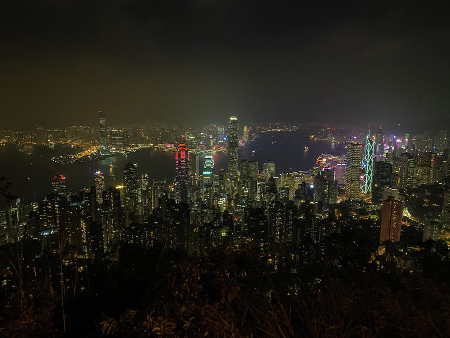 Night View of Victoria Harbour in Hong Kong Photograph by Anthony