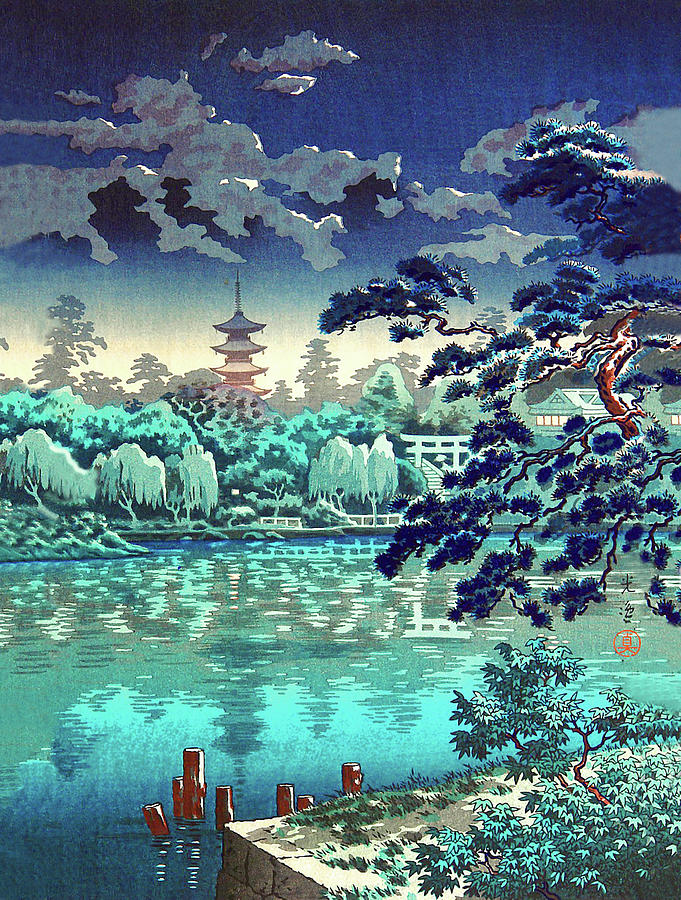 Night View on Shinobazu Pond Digital Art by Long Shot