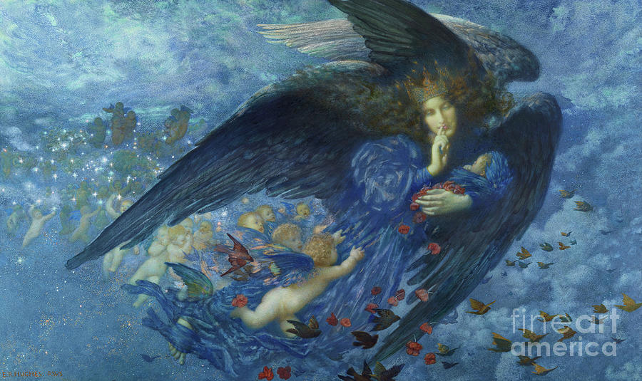 Night with her Train of Stars, 1912 Painting by Edward Robert Hughes