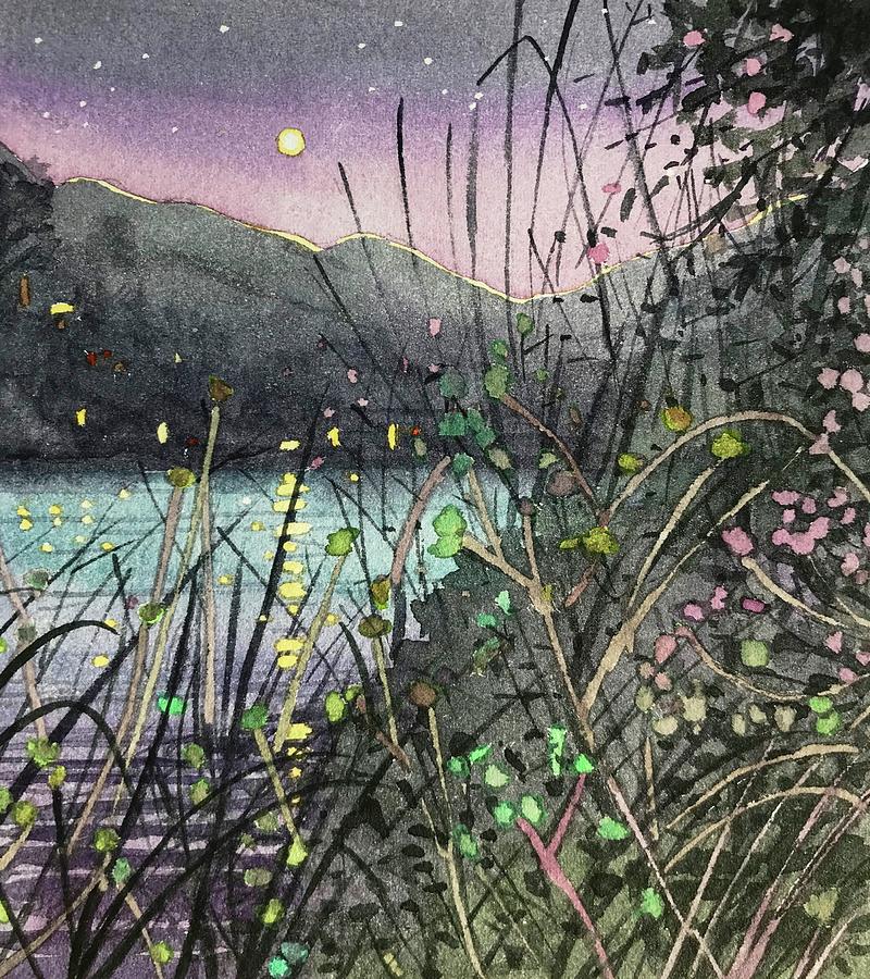 Nightfall On The Lake. Painting