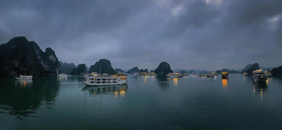 Nightfall Over Halong Bay Photograph by Rebecca Herranen Nightfall Over Halong Bay Photograph by Rebecca Herranen