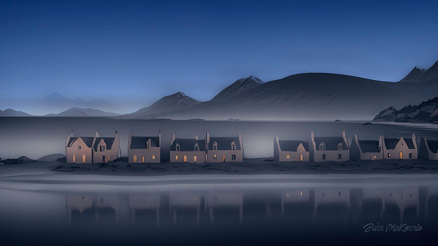Nightime in village Digital Art by John Mckenzie