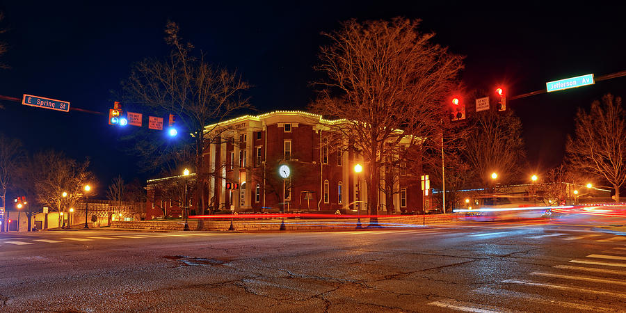 Nightlife on the Square at corner of Spring and Jefferson in Cookeville Tennessee Photograph by Peter Herman