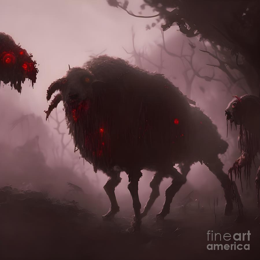 Nightmares of the zombie sheep Digital Art by Sen Tinel - Fine Art America