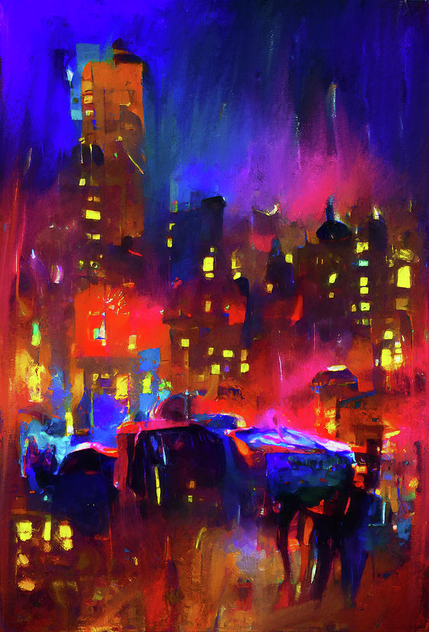 Nights of New York City, 01 Painting by AM FineArtPrints