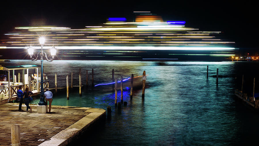 Nightscapes Queenmary Departure Venice Photograph by Eugene Nikiforov