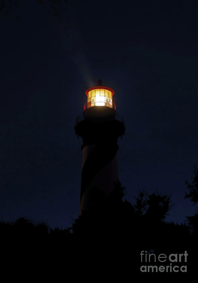 Nighttime At St Augustine Lighthouse Photograph by D Hackett