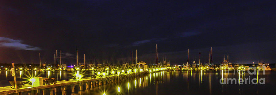 Nighttime Marina Photograph by Tom Claud