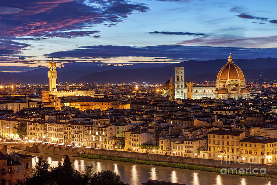 Nighttime over Florence Photograph by Brian Jannsen