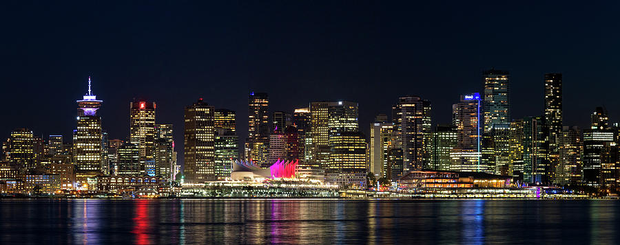 Nighttime View of Downtown Vancouver Photograph by Michael Russell