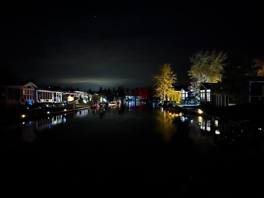 Nighttime Waterside Living Digital Art by Shehan Wicks